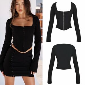 Mistress Rocks Black Long Sleeve Corset